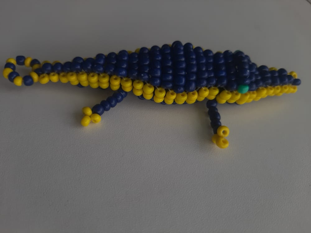 Navy Bead Crocodile Keyholder