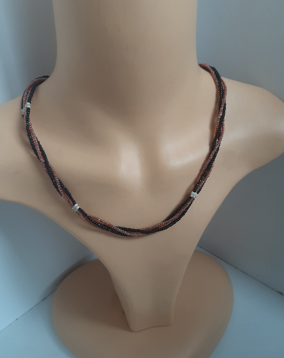 Black & Brown Four String Necklace