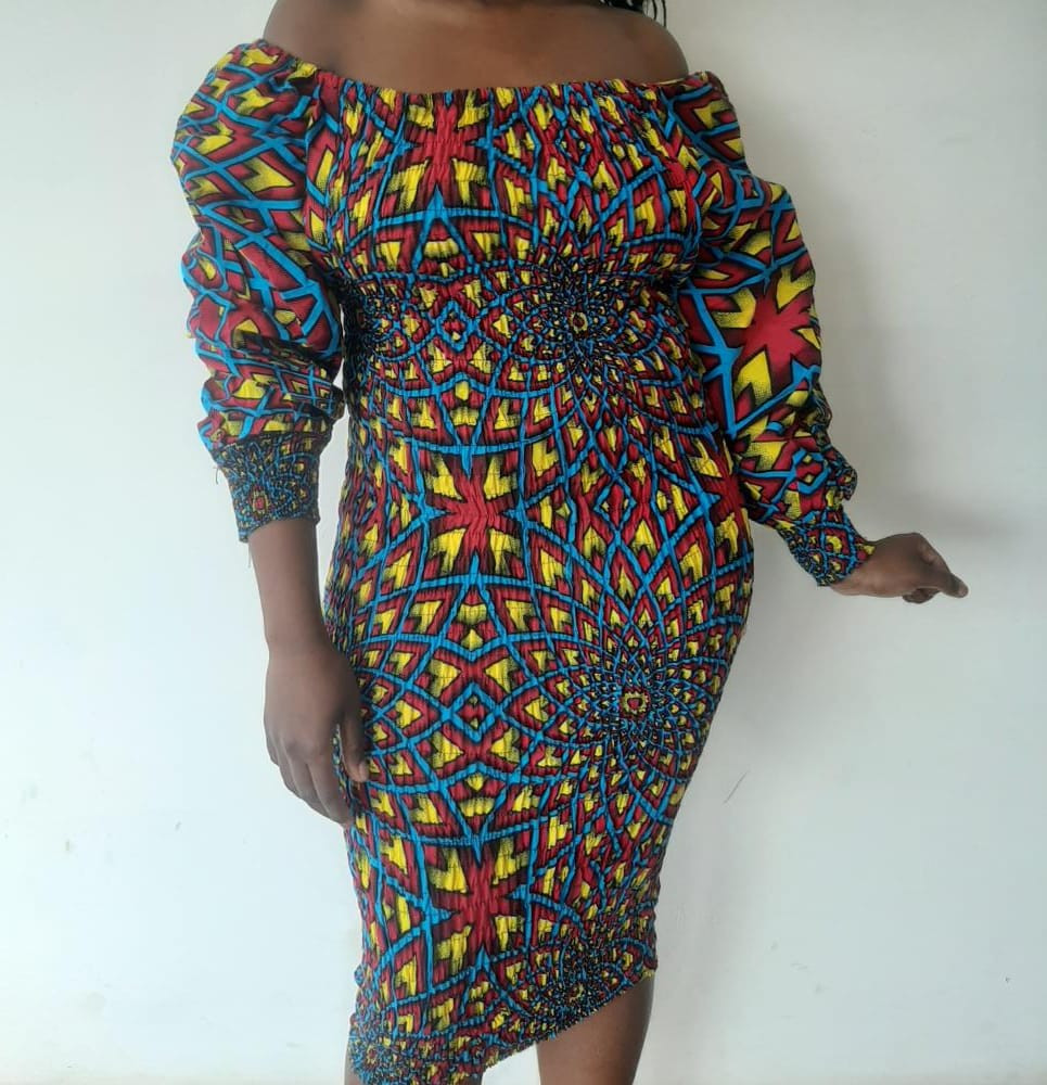 Mixed Colour Ankara Spandex Dress