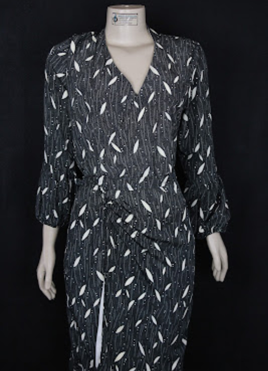 Pattern Black Satin Dress