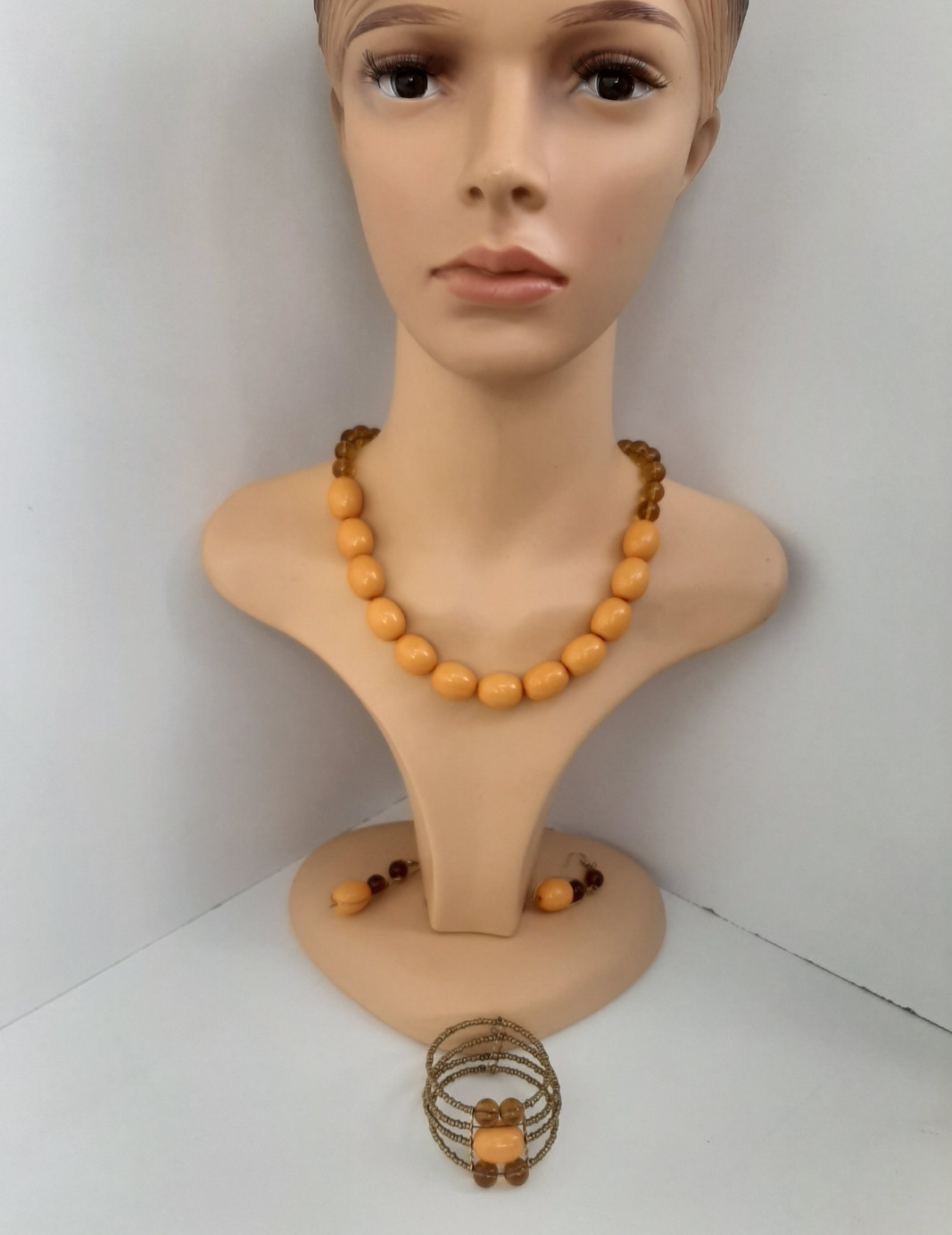 Orange Brown Amber Bead Set