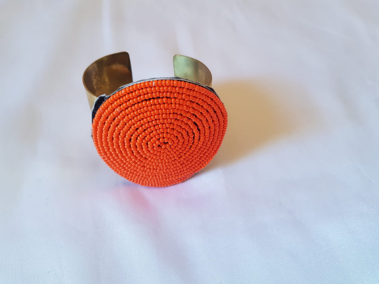 Orange Brass Beaded Bracelet