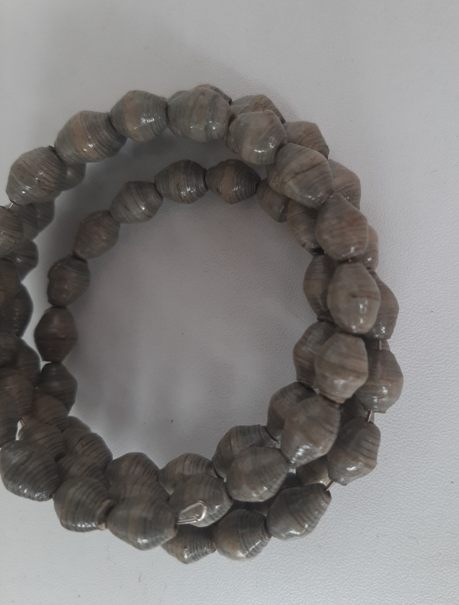Grey Paper Bead Bracelet