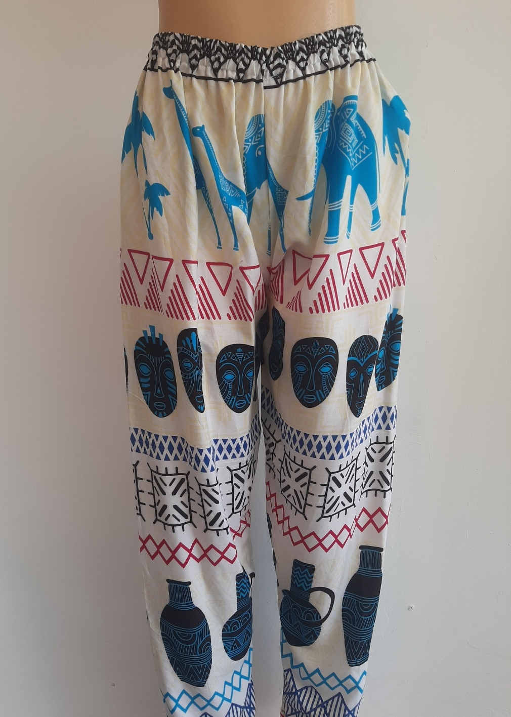 Cream Print Viscose Pallazo