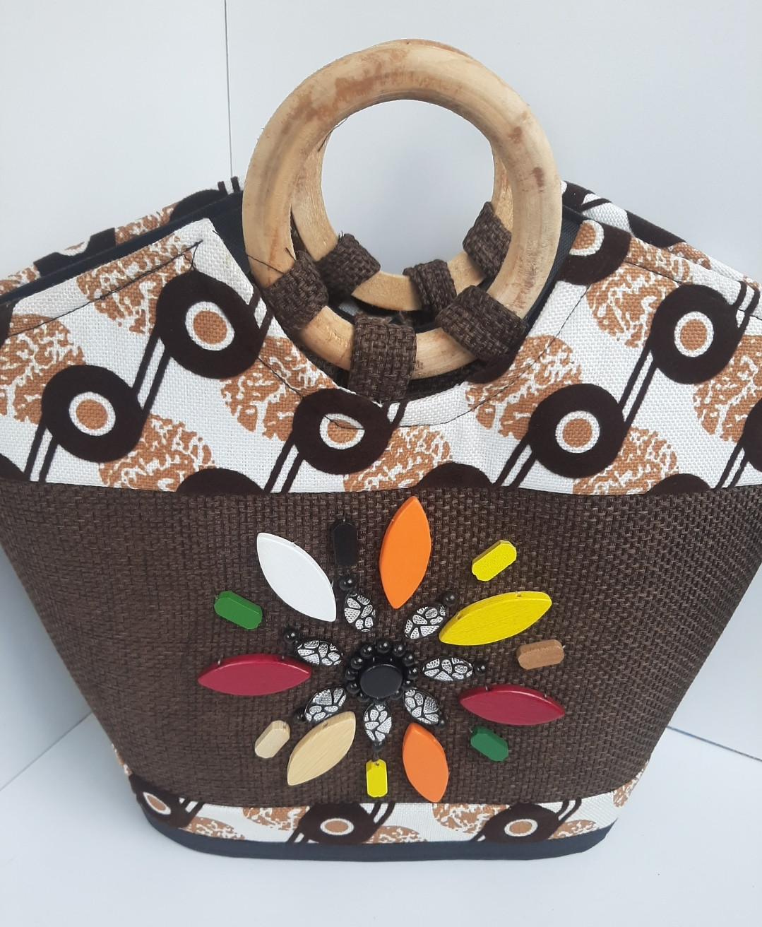Dark Brown African Beaded Bag