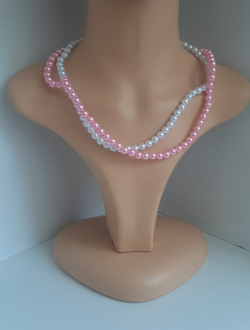 Two sided Pink White Necklace Set
