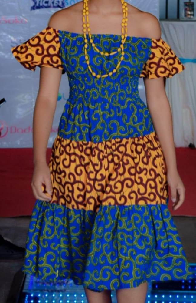 Off Shoulder Ankara Mix Dress