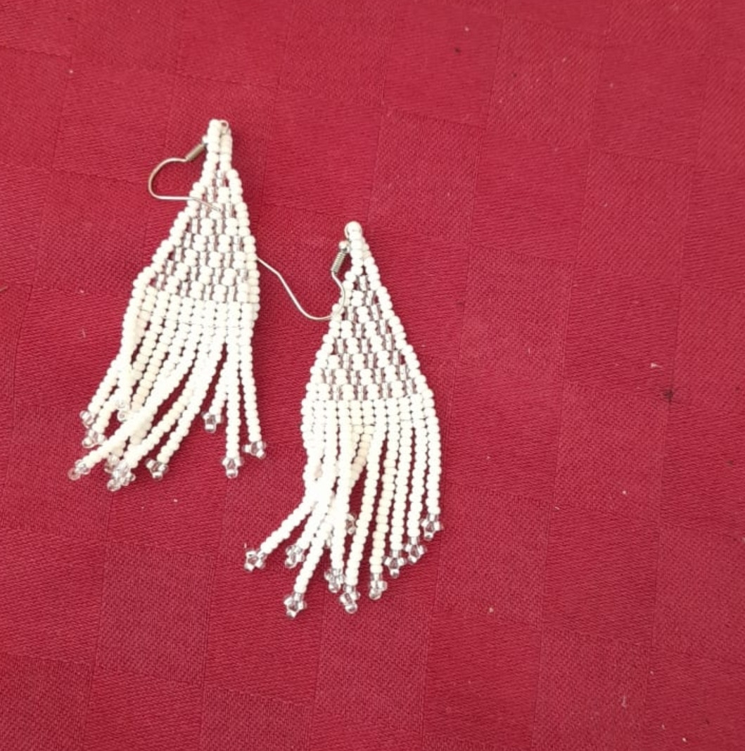 White Triangle fall Earrings