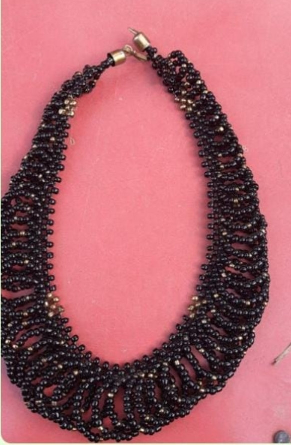 Bulky Black Beaded Necklace
