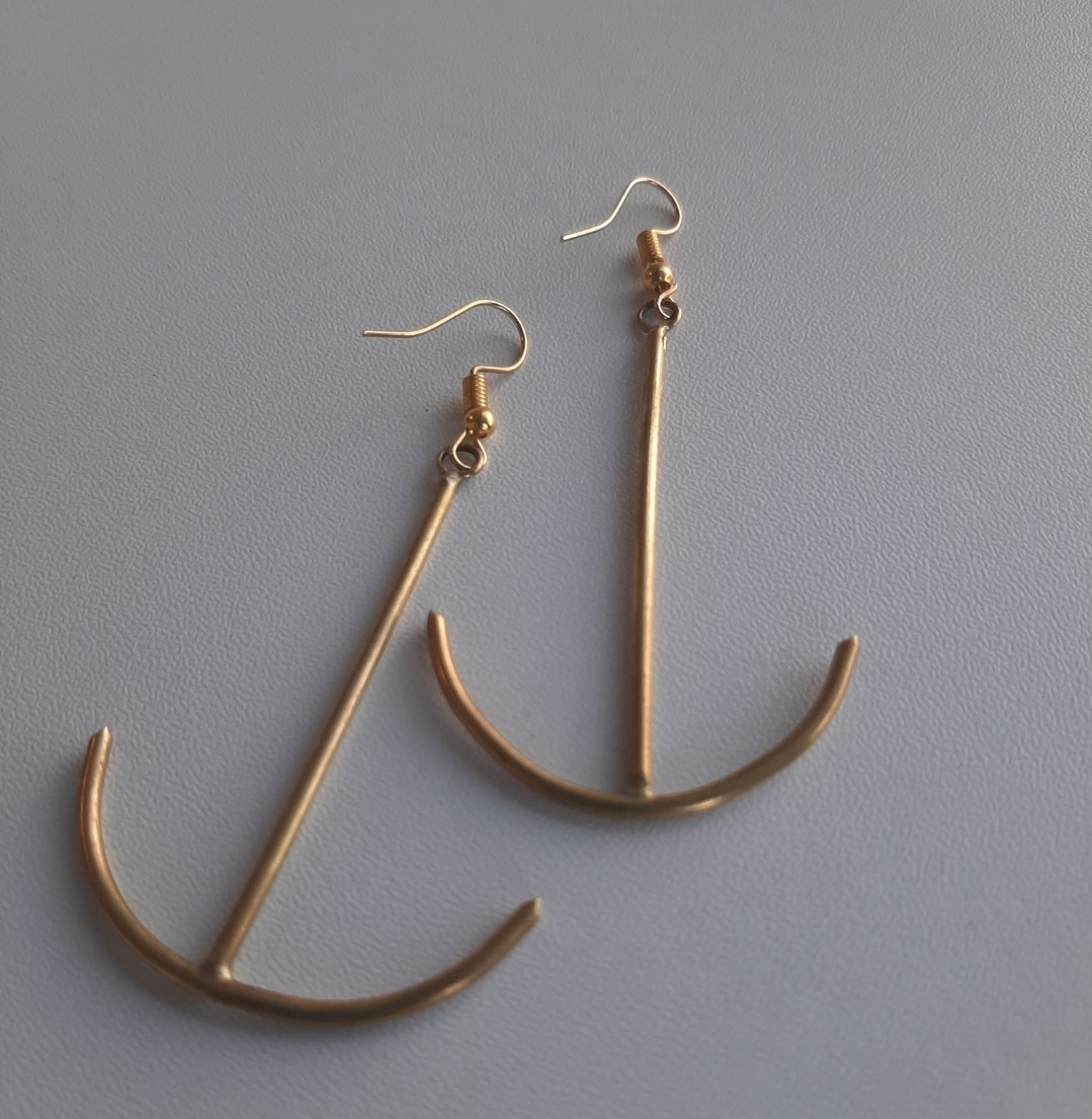 Boat Shaped Brass Earrings
