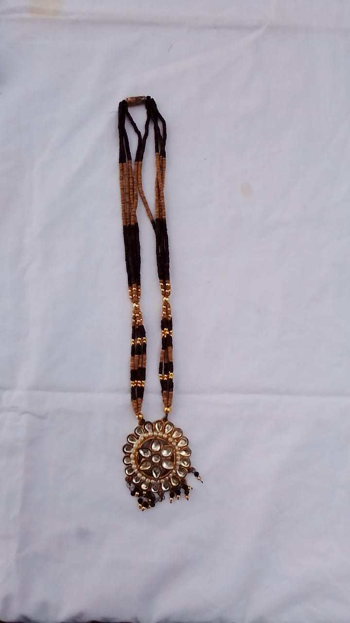 Wooden Beads And Pendant Necklace