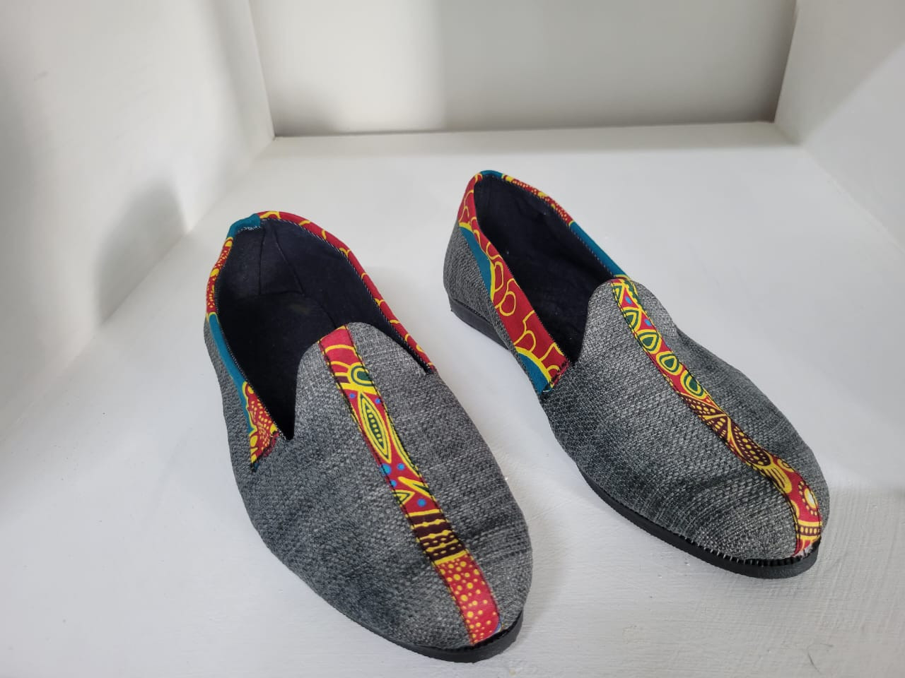 Ankara Patched Grey Shoes