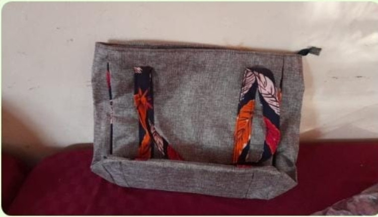 Grey Patched Ankara Bag