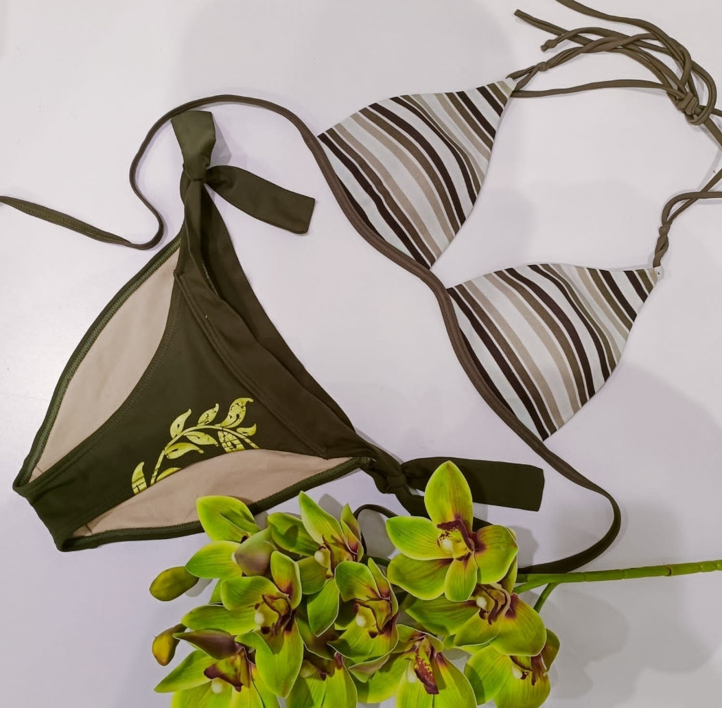 Green Stripped Stylish Bikini