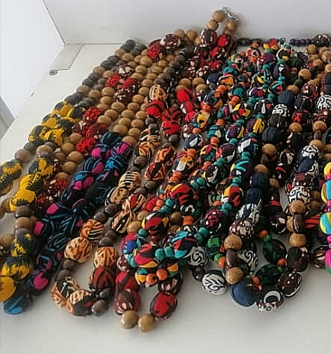 Ankara Fabric Bead Necklace