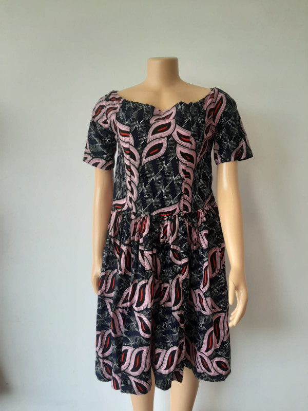 Kitenge Fabric Gathered Dress