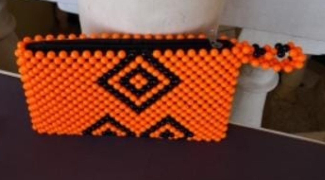 Orange and Black Beaded Purse