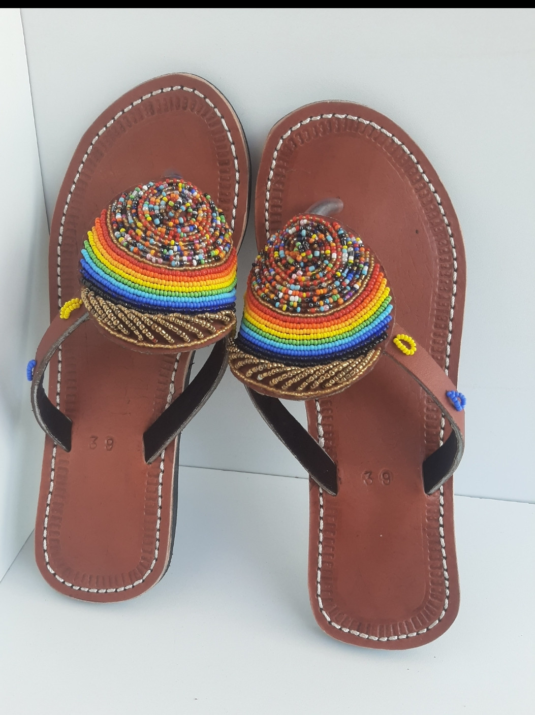 Stylish Beaded Women Leather Sandals