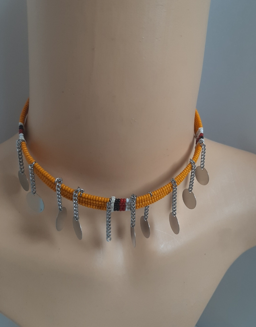 Orange Beaded Choker