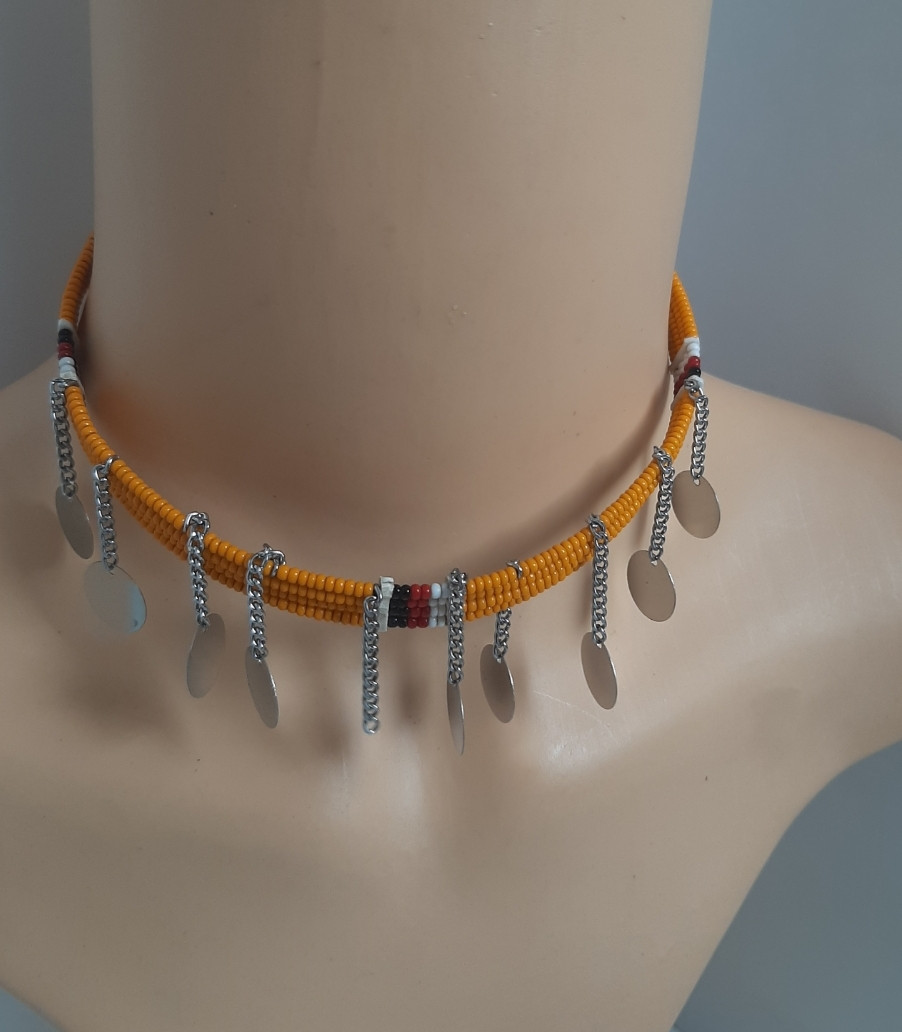 Orange Beaded Choker
