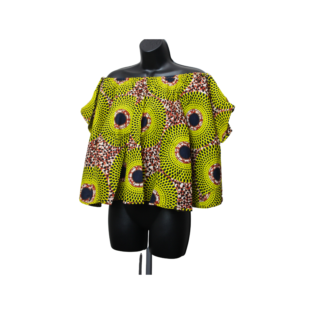 Ankara Off-shoulder Top With Sleeves