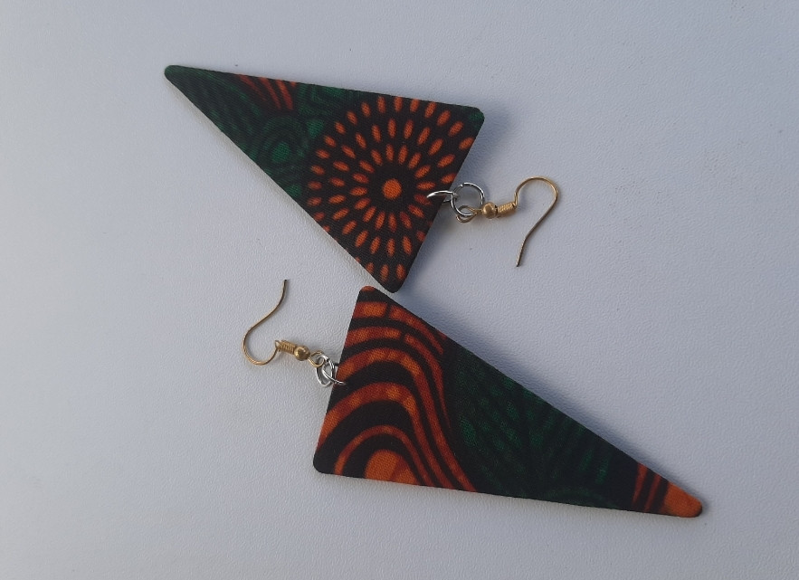 Green Ankara Fabric hanging Earrings