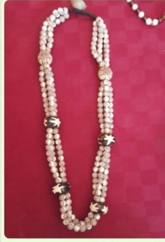 Long  Beaded Brown  Cream Necklace