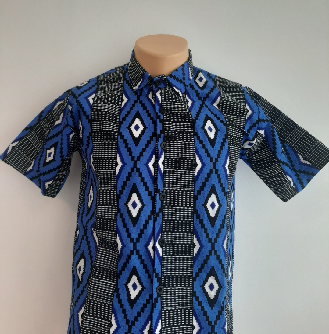 Blue Kente Men's Shirt