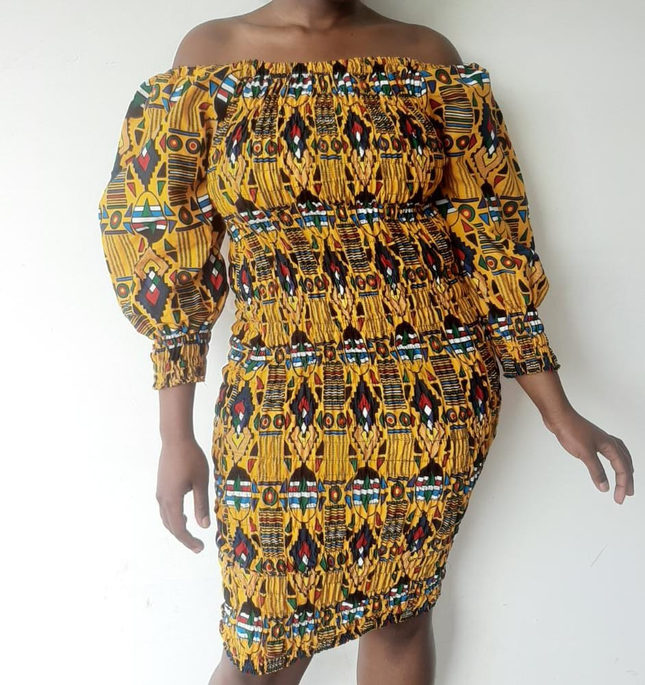 Tribal Off Shoulder Spandex Dress
