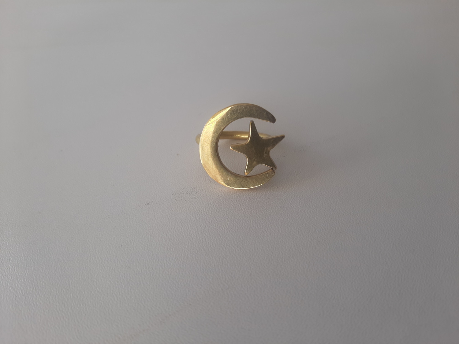 Star Brass Crescent Ring