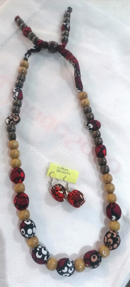 Necklace And Earrings Beaded Ankara Full Set