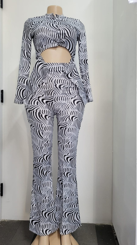 Pattern Black and White Jumpsuit