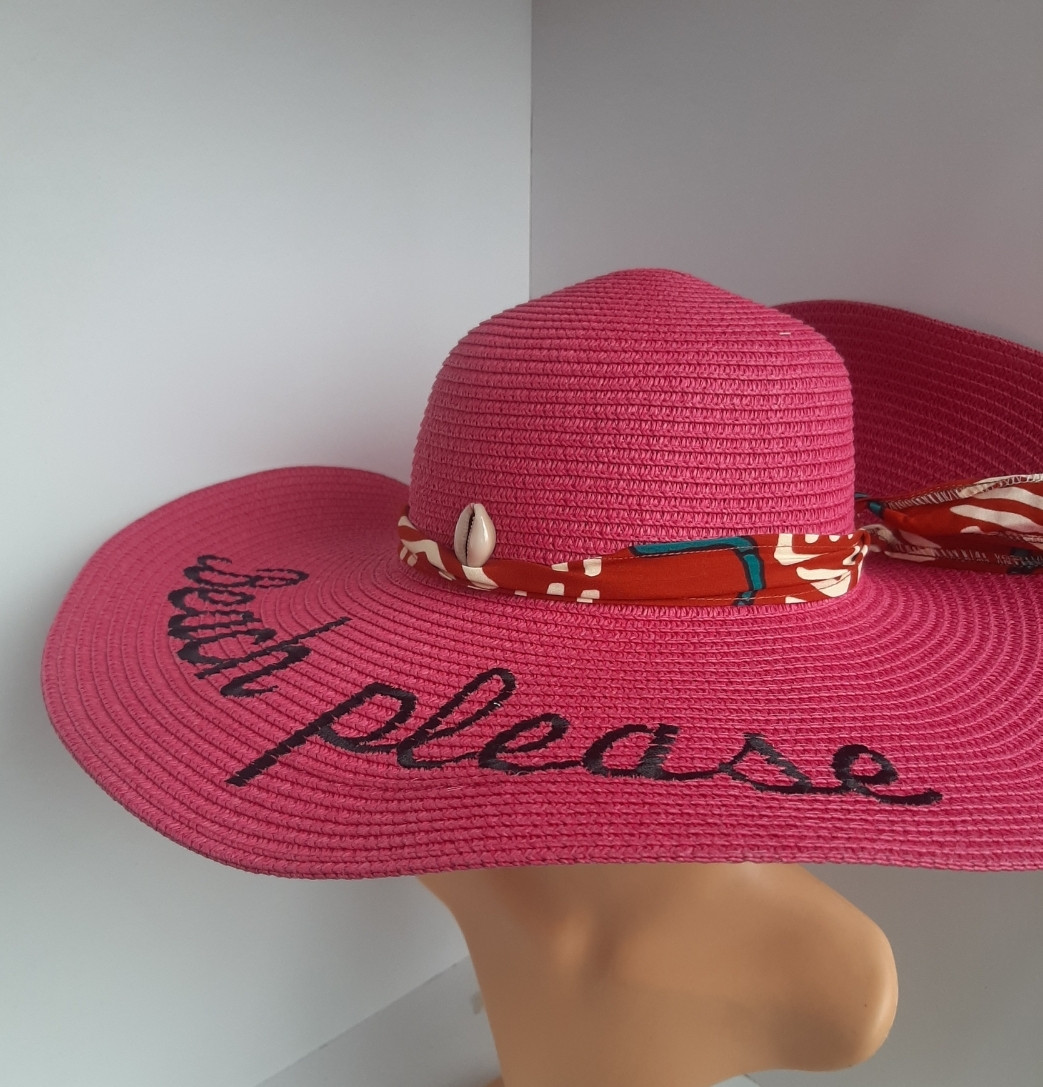 Pink Sun Hat with Ankara Band