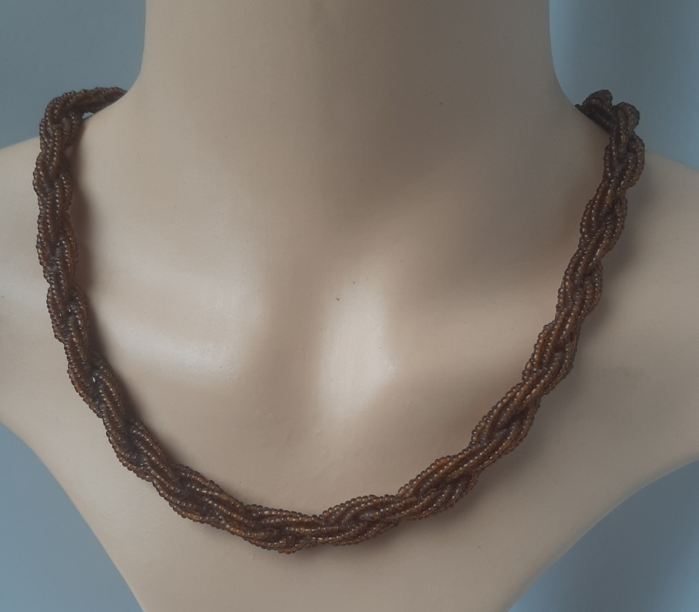 Brown Opera Beaded Necklace