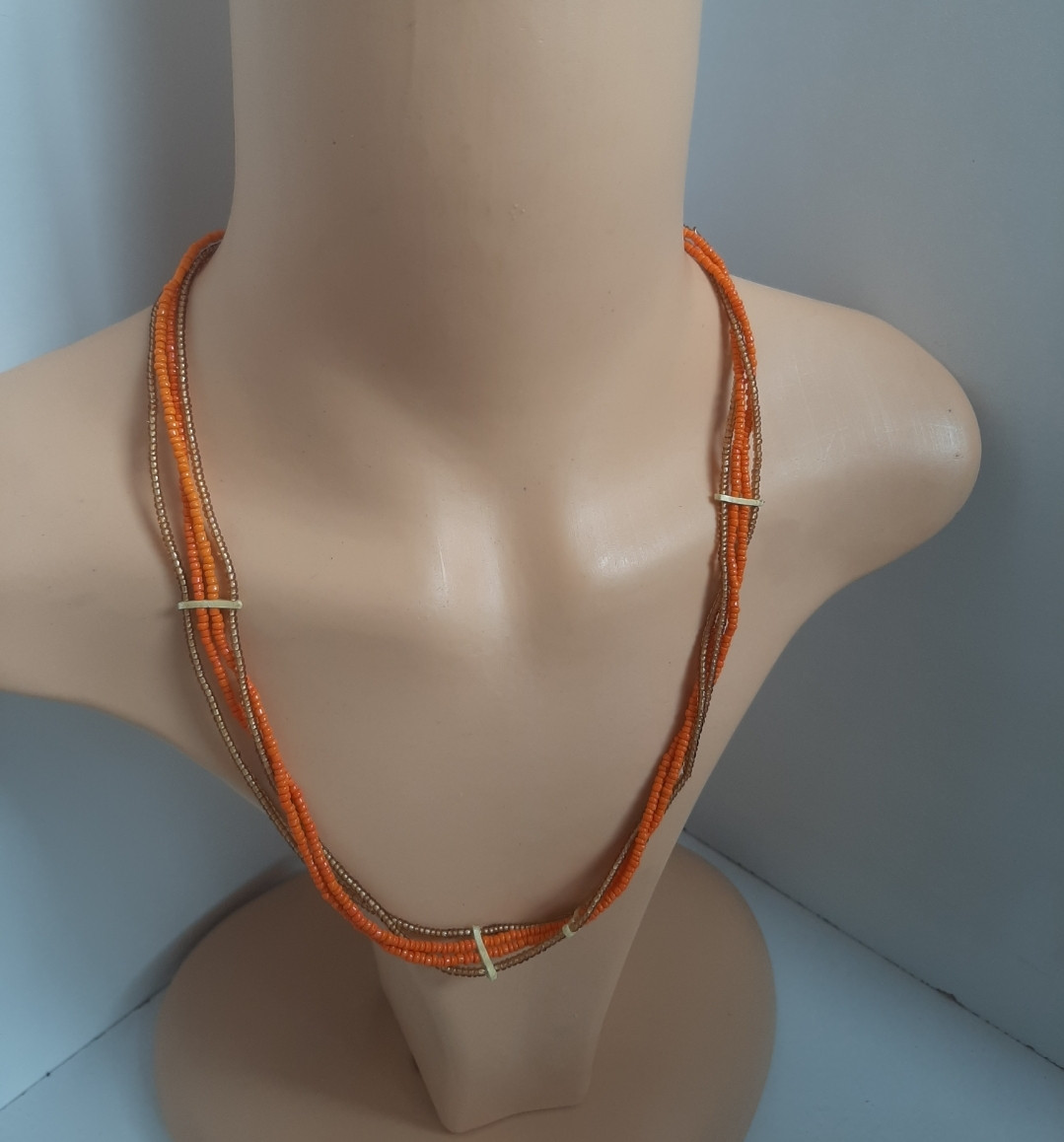 Orange Four String Necklace