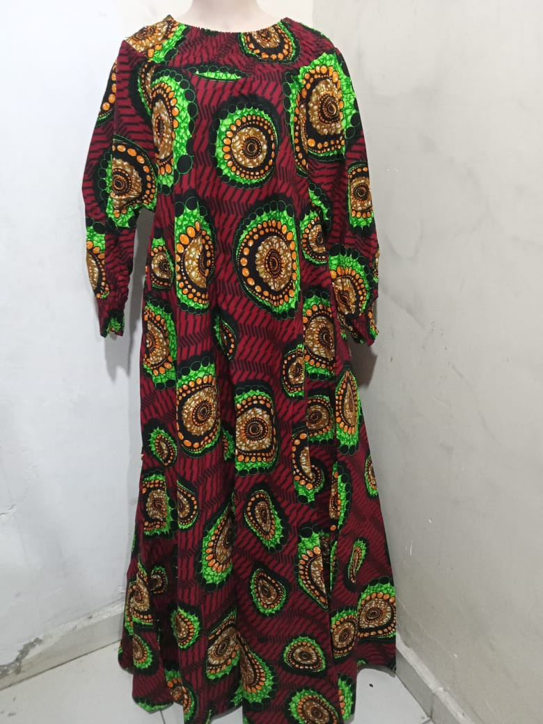 Maroon  Kente Free Dress