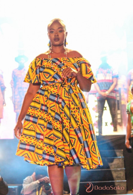 Off shoulder outlet kente dress