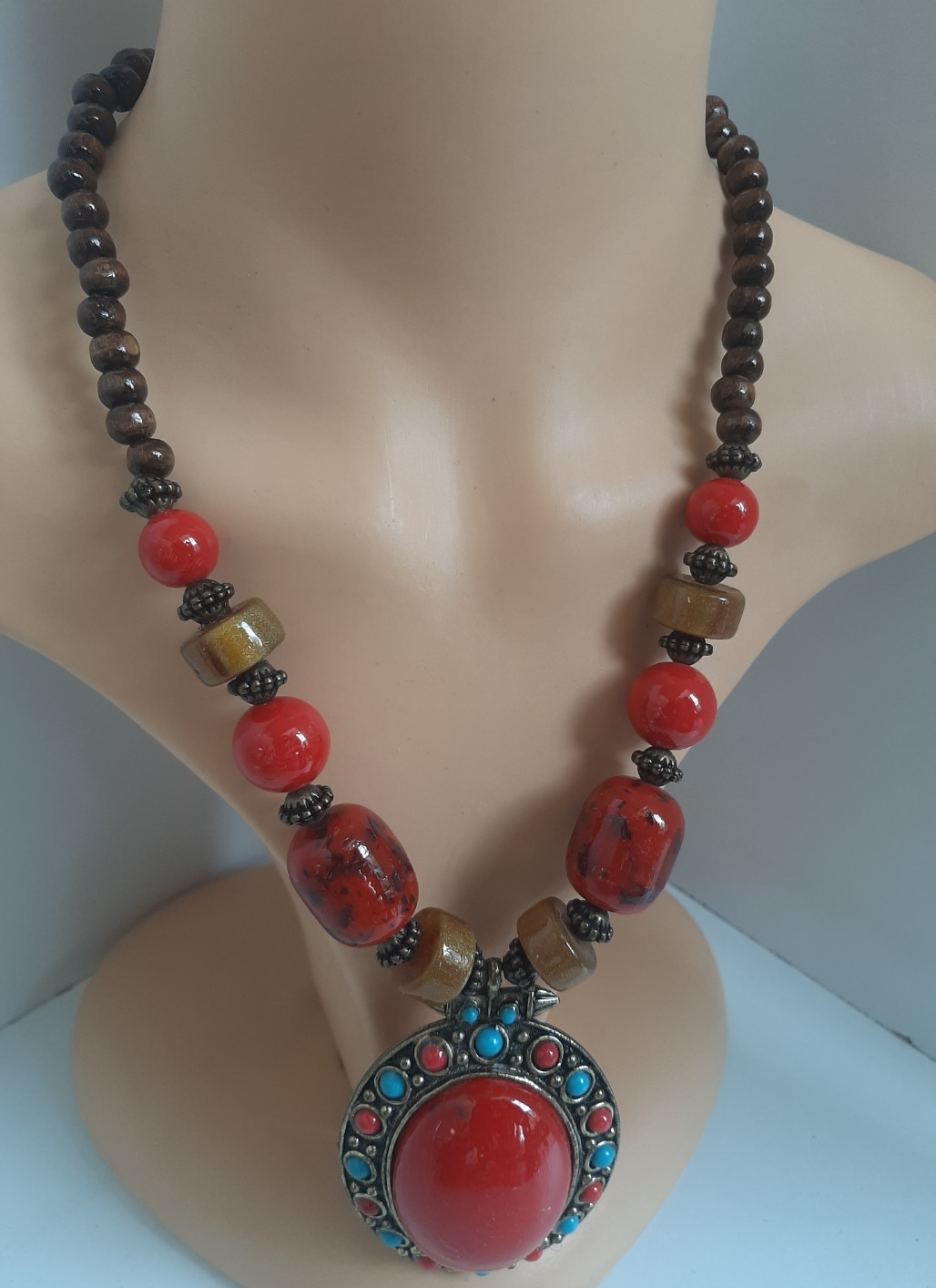 Chunky Ruby Red Blended Necklace