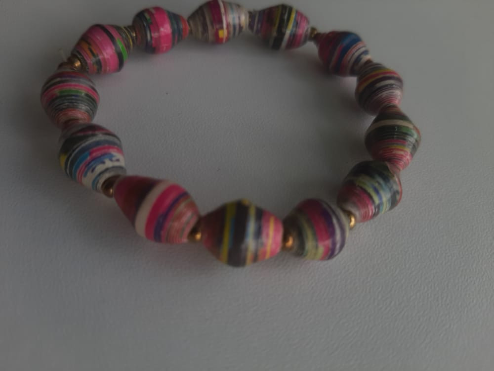 Striped Paper Bead Bracelet