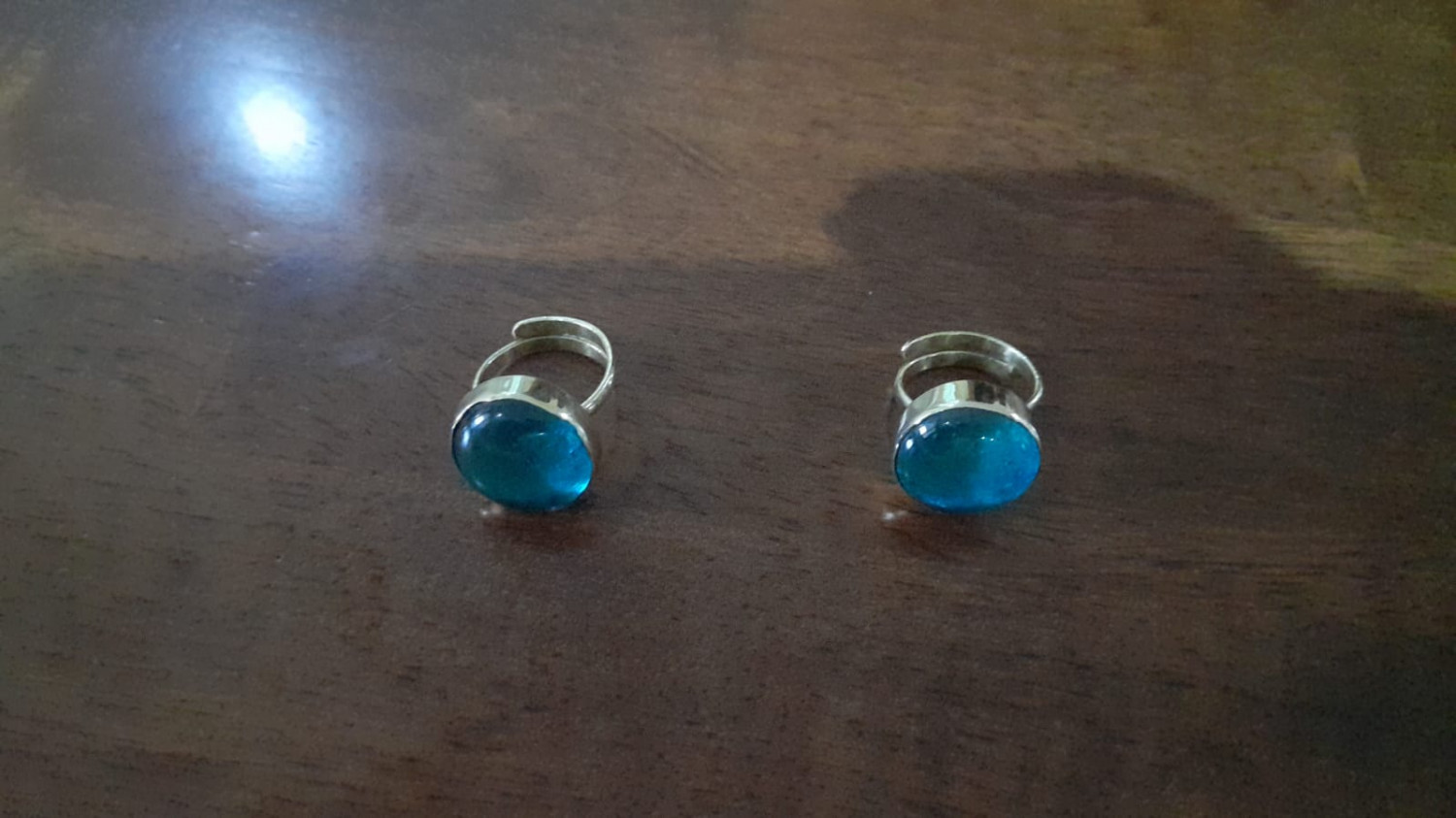 Glass Glossy Sky Blue Ring