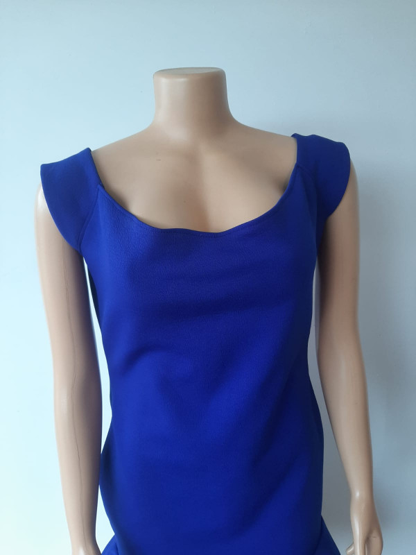 Short Dress With Ankara Patch-Blue