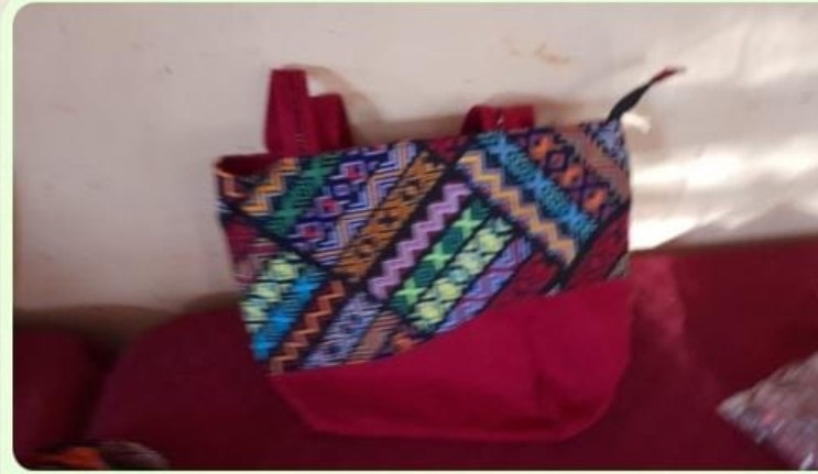 Maroon Patched Ankara Bag