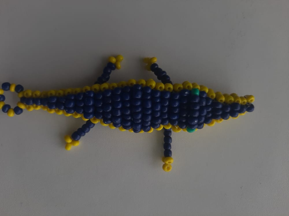 Blue Bead Crocodile Keyholder