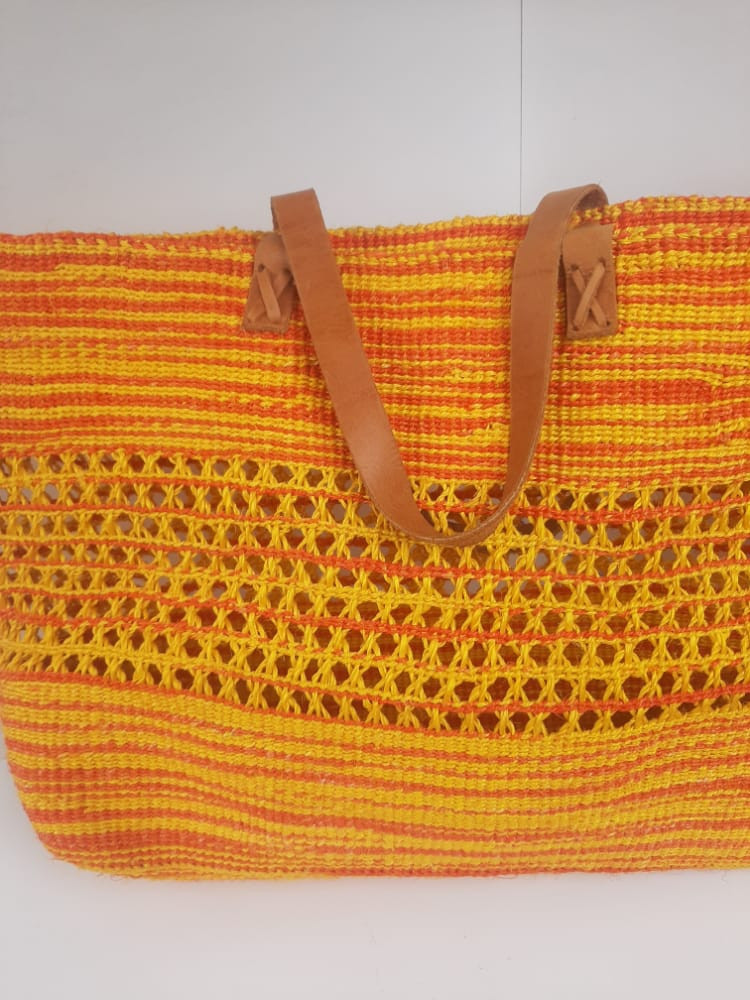Large Woven Kiondo Basket With Orange Detail