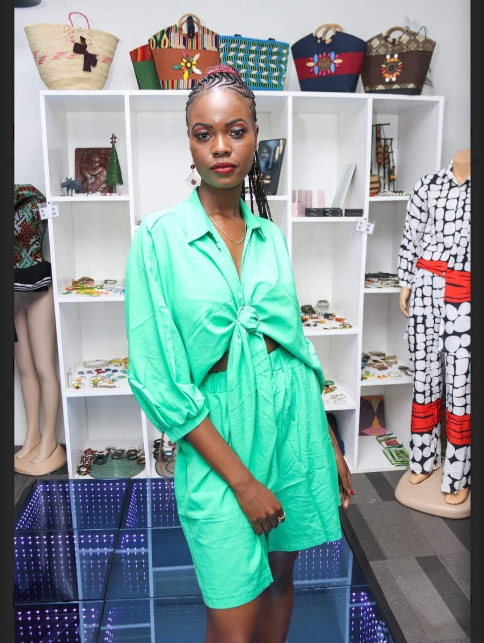 Two-Piece Green Crop Top and Short