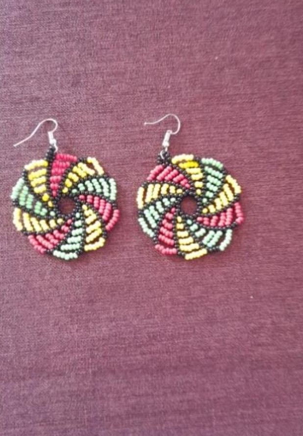 Rasta Color Spiral Earrings