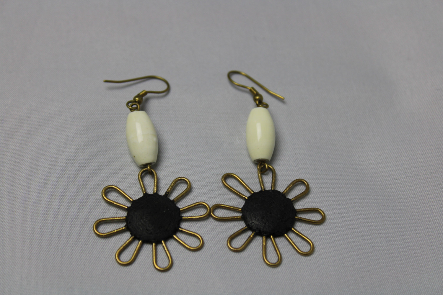 Wood and Brass Star Earrings