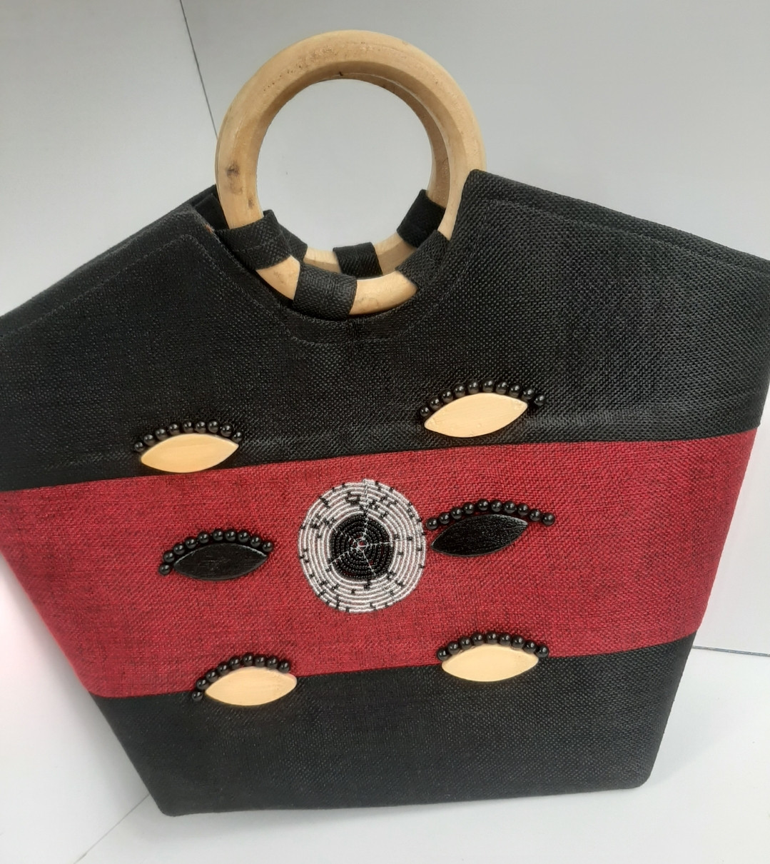 Black Brown African Beaded Bag