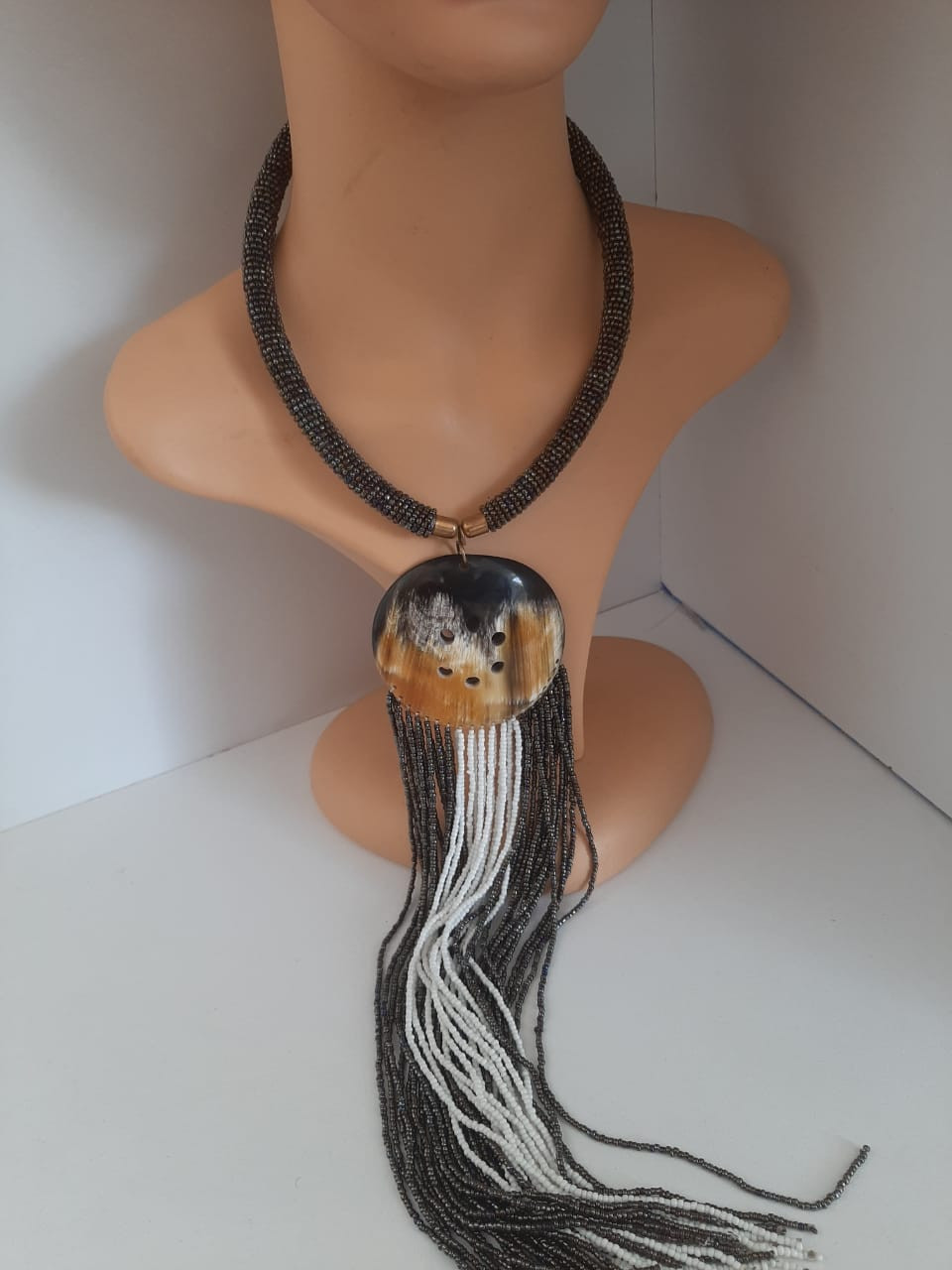 Dark Maasai Heart Pearl Necklace