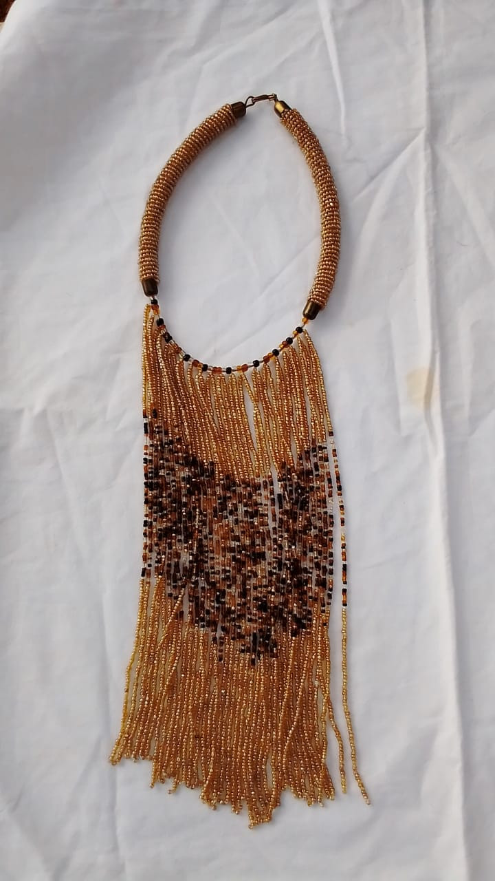 Brown Short Beaded Necklace